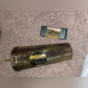 Studded gold Starbucks tumbler
